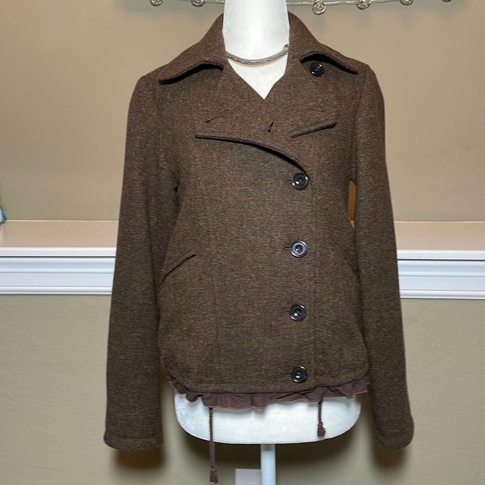 100% wool  shell GAP Brown Wool Tweed Jacket - Size XS